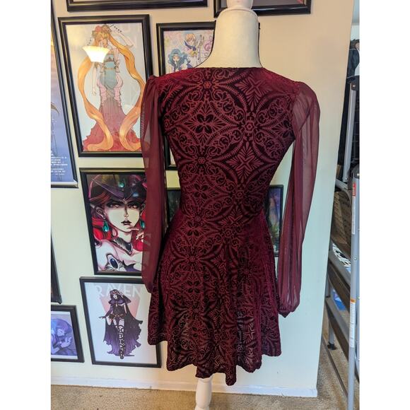 Blackmilk Clothing Burgundy Burnout Kimono Dress Sz S - Picture 2 of 2
